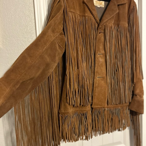 Vintage Brown Fringe Leather Suede Jacket - Picture 2 of 5